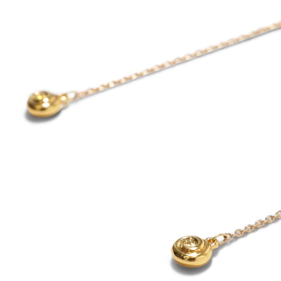 LUV AJ Shell Coil Threader Earring In Gold - Picture 3 of 6